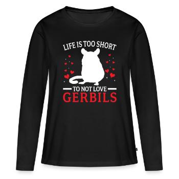 Les gerbilles n’aiment pas les gerbilles rongeurs - T-shirt manches longues Premium bio Femme - noir - Devant - Julia (174cm)