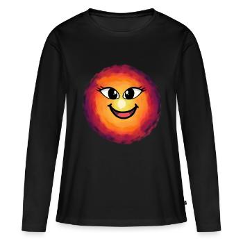 Soleil Visage Lever du soleil Ensoleillé Soleil - T-shirt manches longues Premium bio Femme - noir - Devant - Julia (174cm)