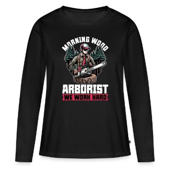 Arborist Morning Wood Spécialiste des arbres - T-shirt manches longues Premium bio Femme - noir - Devant - Julia (174cm)