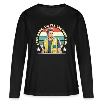 Agent de sécurité Restez en sécurité ou agent de la sécurité publique - T-shirt manches longues Premium bio Femme - noir - Devant - Julia (174cm)