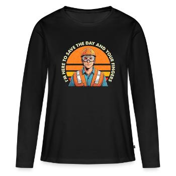 Agent de sécurité Je suis là pour sauver la journée Sécurité - T-shirt manches longues Premium bio Femme - noir - Devant - Julia (174cm)