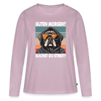 Bonjour? Vous cherchez un combat ? Grognement matinal - T-shirt manches longues Premium bio Femme - rose poudré - Devant - Julia (174cm)