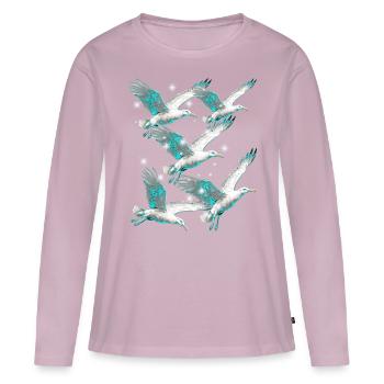Maritime, Seagulls, Seagulls, Seabirds - Women's Premium Organic Long Sleeve Shirt - dusky pink - Front - Julia (174cm)