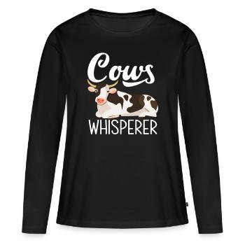 Chuchotement des vaches Ferme Love Vaches - T-shirt manches longues Premium bio Femme - noir - Devant - Julia (174cm)