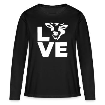 Design de vache d’amour pour les amoureux des vaches - T-shirt manches longues Premium bio Femme - noir - Devant - Julia (174cm)