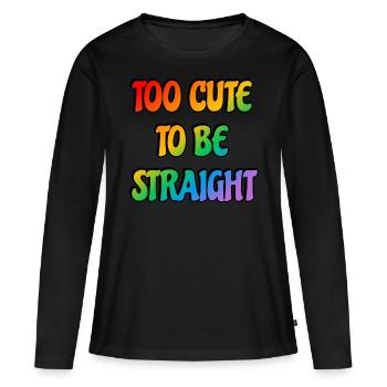 Trop mignon pour être hétéro - T-shirt manches longues Premium bio Femme - noir - Devant - Julia (174cm)
