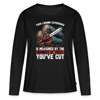 Votre expérience de l’exploitation forestière est Bûcheron - T-shirt manches longues Premium bio Femme - noir - Devant - Julia (174cm)
