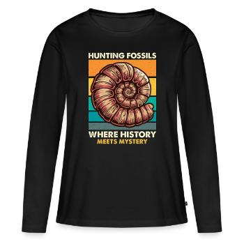 Fossil Hunter Hunting Fossils Where Paleontology - Frauen Premium Bio Langarmshirt - Schwarz - Vorne - Julia (174cm)