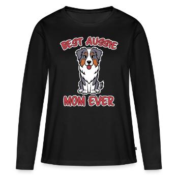 Australian Shepherd Mom Funny Aussie Gift - Women's Premium Organic Long Sleeve Shirt - black - Front - Julia (174cm)