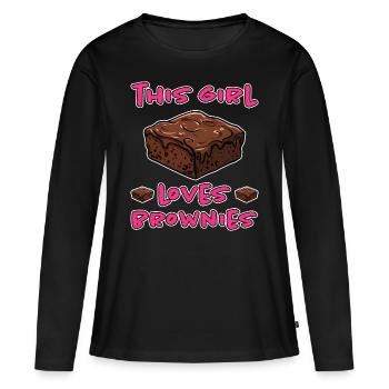 Brownies Saying Girl Funny Brownie Gift - Women's Premium Organic Long Sleeve Shirt - black - Front - Julia (174cm)