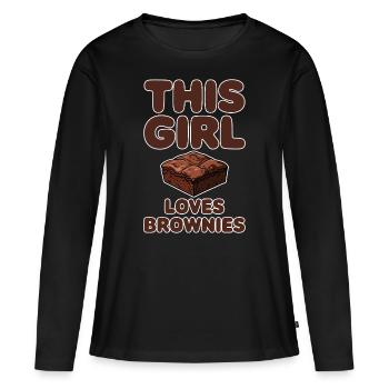 Brownies Saying Girl Funny Brownie Gift - Women's Premium Organic Long Sleeve Shirt - black - Front - Julia (174cm)