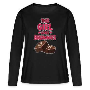 Brownies Spruch Mädchen Lustiges Brownie Geschenk - Frauen Premium Bio Langarmshirt - Schwarz - Vorne - Julia (174cm)