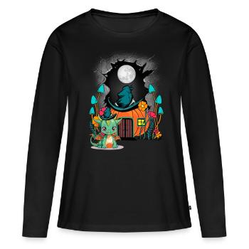 Pumpkin Halloween Dragon Dragon Child Kids Baby - Women's Premium Organic Long Sleeve Shirt - black - Front - Julia (174cm)