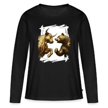 Marché boursier haussier vs baissier - T-shirt manches longues Premium bio Femme - noir - Devant - Julia (174cm)