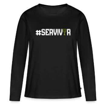 Funny Tennis Player Racket - Frauen Premium Bio Langarmshirt - Schwarz - Vorne - Julia (174cm)