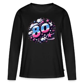 Années 80 - T-shirt manches longues Premium bio Femme - noir - Devant - Julia (174cm)