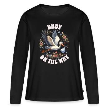 La future mère Stork apporte la belle nouvelle - T-shirt manches longues Premium bio Femme - noir - Devant - Julia (174cm)