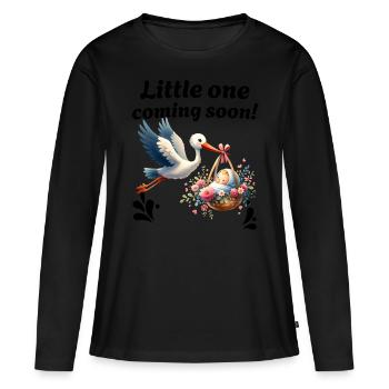 La future mère Stork apporte la belle nouvelle - T-shirt manches longues Premium bio Femme - noir - Devant - Julia (174cm)