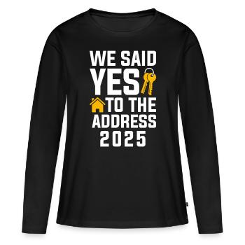 Nous avons dit à l’adresse 2025 - T-shirt manches longues Premium bio Femme - noir - Devant - Julia (174cm)