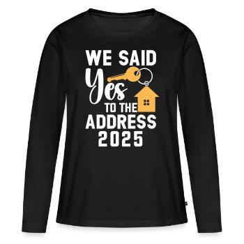 Nous avons dit à l’adresse 2025 - T-shirt manches longues Premium bio Femme - noir - Devant - Julia (174cm)