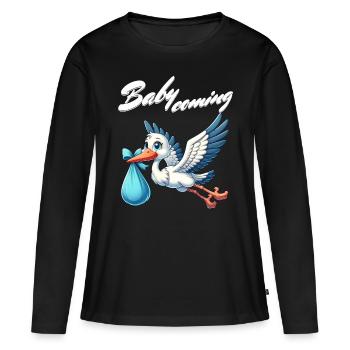La future mère Stork apporte la belle nouvelle - T-shirt manches longues Premium bio Femme - noir - Devant - Julia (174cm)