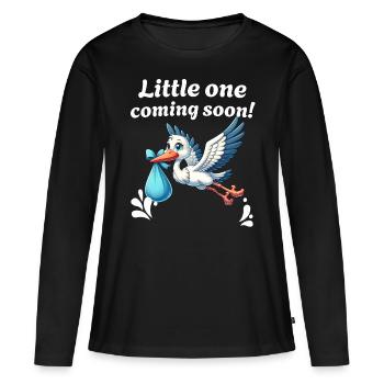 Expectant mother Stork brings the beautiful news - Women's Premium Organic Long Sleeve Shirt - black - Front - Julia (174cm)