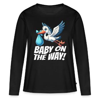 La future mère Stork apporte la belle nouvelle - T-shirt manches longues Premium bio Femme - noir - Devant - Julia (174cm)