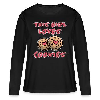Cookies Disant Biscuits au Chocolat Cadeau de Cookie Drôle - T-shirt manches longues Premium bio Femme - noir - Devant - Julia (174cm)