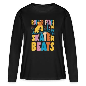 Rollerskater Party Feats To Skater Beats Gift Idea - Frauen Premium Bio Langarmshirt - Schwarz - Vorne - Julia (174cm)