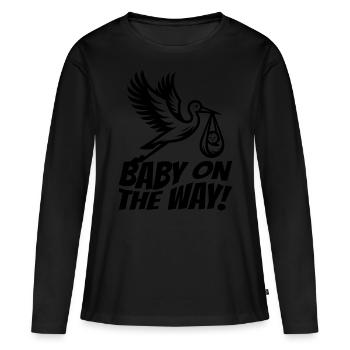 La future mère Stork apporte la belle nouvelle - T-shirt manches longues Premium bio Femme - noir - Devant - Julia (174cm)