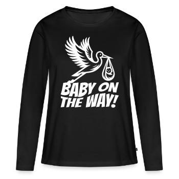 La future mère Stork apporte la belle nouvelle - T-shirt manches longues Premium bio Femme - noir - Devant - Julia (174cm)