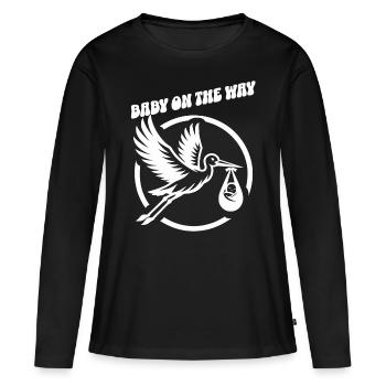 La future mère Stork apporte la belle nouvelle - T-shirt manches longues Premium bio Femme - noir - Devant - Julia (174cm)