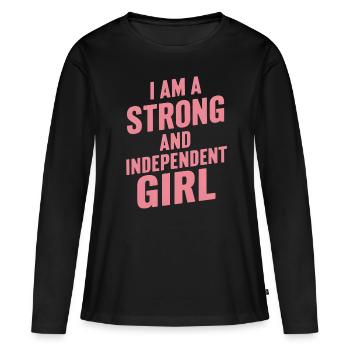 Je suis une fille forte et indépendante - T-shirt manches longues Premium bio Femme - noir - Devant - Julia (174cm)