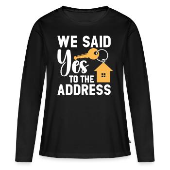 Nous avons dit à l’adresse - T-shirt manches longues Premium bio Femme - noir - Devant - Julia (174cm)