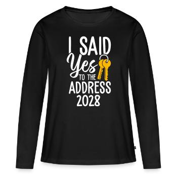 J’ai dit à l’adresse 2028 - T-shirt manches longues Premium bio Femme - noir - Devant - Julia (174cm)