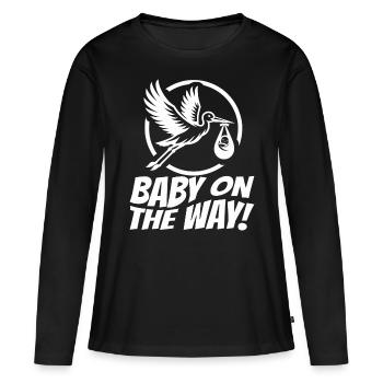 La future mère Stork apporte la belle nouvelle - T-shirt manches longues Premium bio Femme - noir - Devant - Julia (174cm)