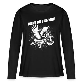 La future mère Stork apporte la belle nouvelle - T-shirt manches longues Premium bio Femme - noir - Devant - Julia (174cm)