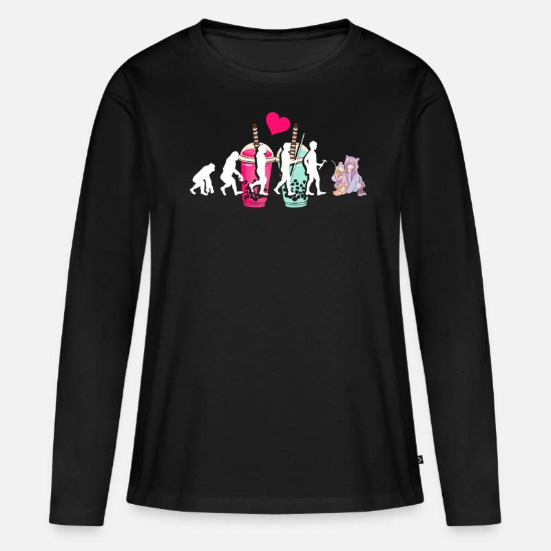 Bubble Tea Boba BubbleTea Kawaii Japan Tea Kpop - Frauen Premium Bio Langarmshirt - Schwarz