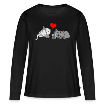 Thé à bulles Boba BubbleTea Kawaii Japan Tea Kpop - T-shirt manches longues Premium bio Femme - noir - Devant - Julia (174cm)