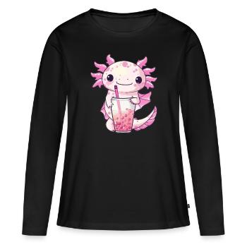 Thé à bulles Boba BubbleTea Kawaii Japan Tea Kpop - T-shirt manches longues Premium bio Femme - noir - Devant - Julia (174cm)