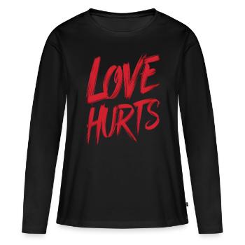 L’amour fait mal - T-shirt manches longues Premium bio Femme - noir - Devant - Julia (174cm)