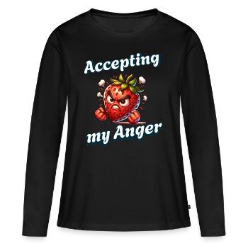 Periode Menstruation Erdbeerwoche Akzeptiere - Frauen Premium Bio Langarmshirt - Schwarz - Vorne - Julia (174cm)