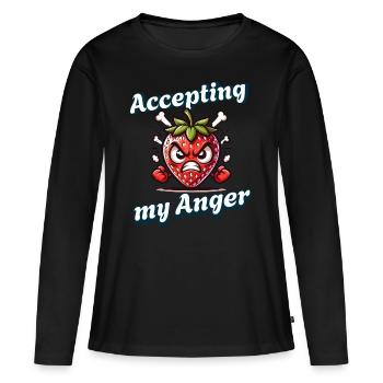 Accepter ma colère : règles, menstruations, - T-shirt manches longues Premium bio Femme - noir - Devant - Julia (174cm)