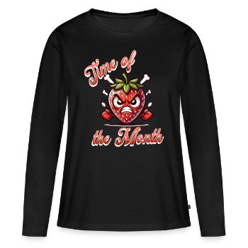 règles menstruation fraise semaine temps de la - T-shirt manches longues Premium bio Femme - noir - Devant - Julia (174cm)