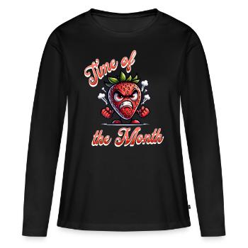 Periode Erdbeerwoche Zeit des Monats - Frauen Premium Bio Langarmshirt - Schwarz - Vorne - Julia (174cm)