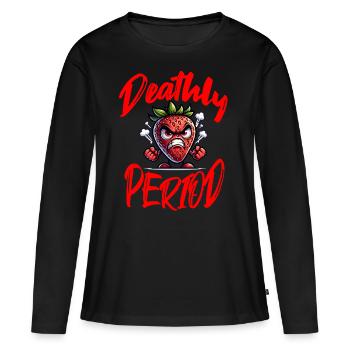 Deathly Period Wütender Erdbeer Charakter - Frauen Premium Bio Langarmshirt - Schwarz - Vorne - Julia (174cm)