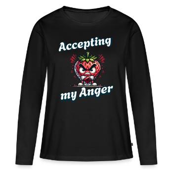 Menstruation Strawberry Week Accepter mon - T-shirt manches longues Premium bio Femme - noir - Devant - Julia (174cm)