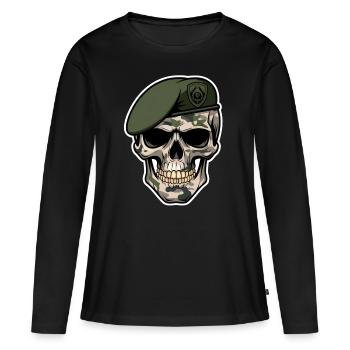 Crâne militaire - T-shirt manches longues Premium bio Femme - noir - Devant - Julia (174cm)