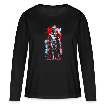 Portrait de Marc Aurèle - T-shirt manches longues Premium bio Femme - noir - Devant - Julia (174cm)
