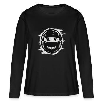 Visage de ninja - T-shirt manches longues Premium bio Femme - noir - Devant - Julia (174cm)